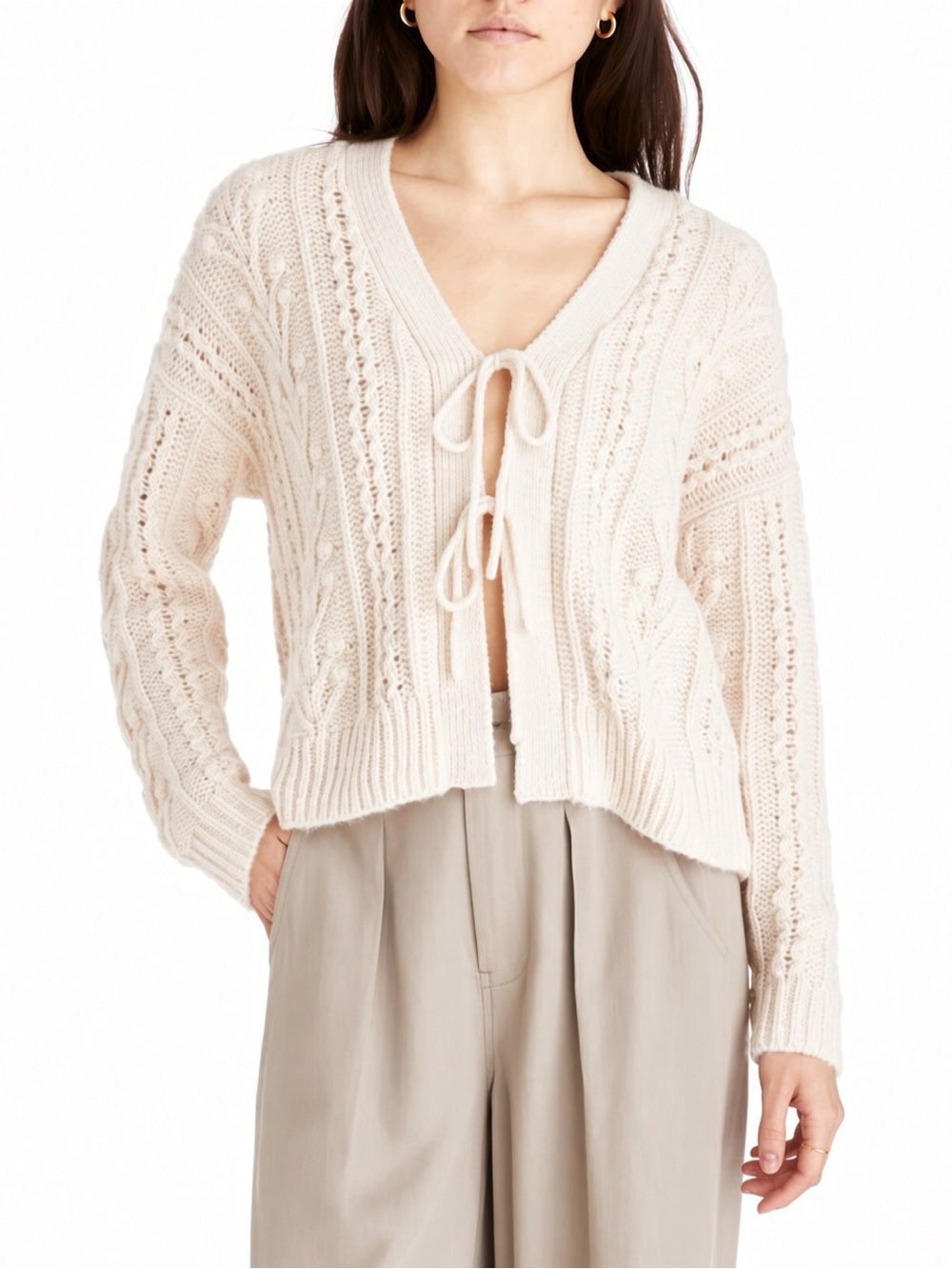Madewell Cable Tie-Front Cardigan Sweater
Cream Size XS